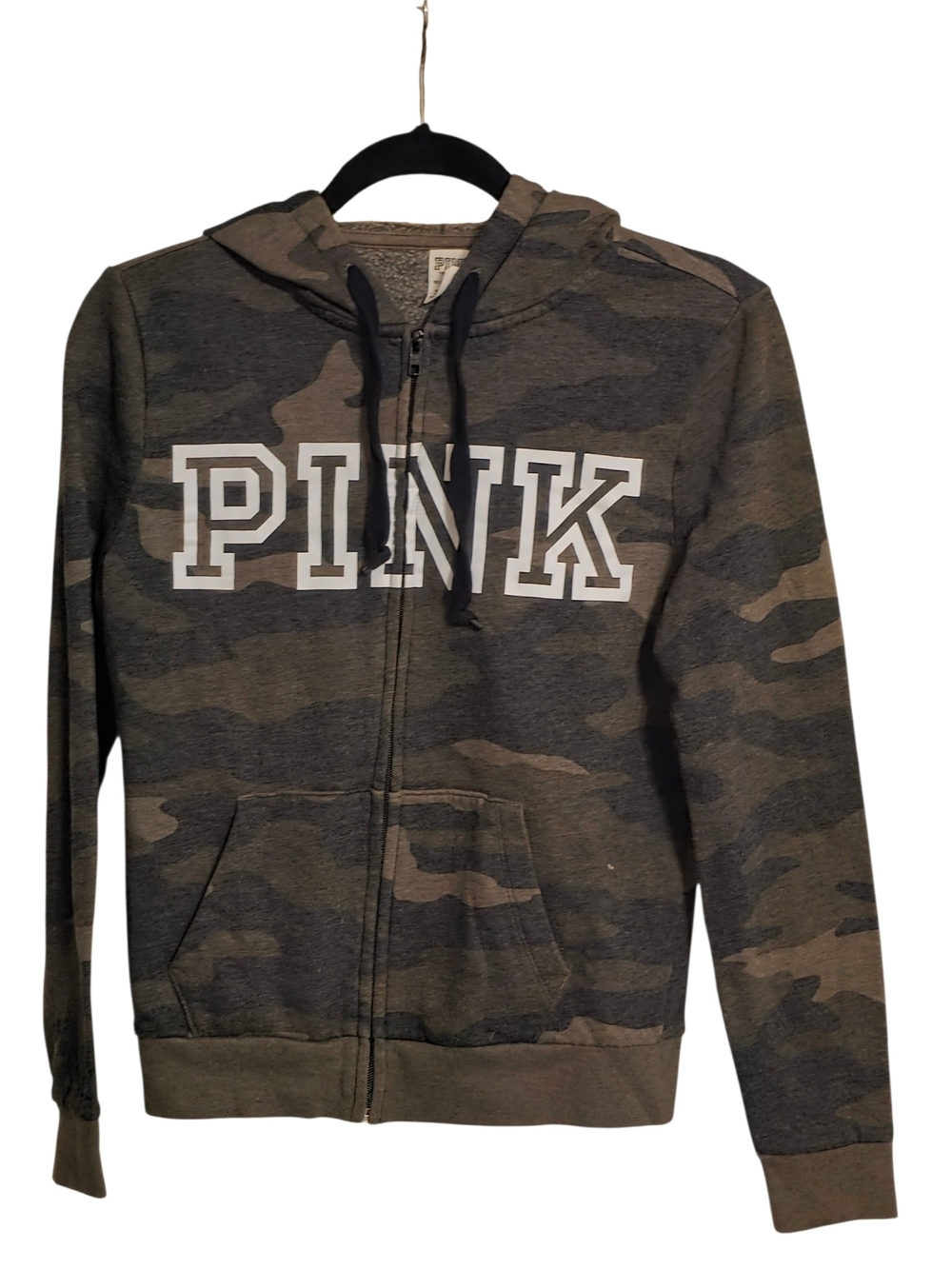 PINK Victoria's Secret Camo Zip Hoodie Jacket - Olive & Dark Gray